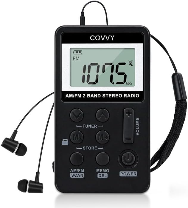 COVVY AM FM Pocket Radio Portable Digital Tuning Mini with Rechargeable Battery