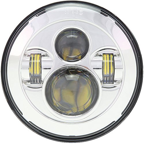 7 inch LED Headlight DOT Bulb Set Kit Light Headlamp for Harley Davidson Touring Ultra Classic Electra Street Glide FatBoy Heritage Softail Slim Deluxe Switchback Road King Yamaha Motorcycle Chrome