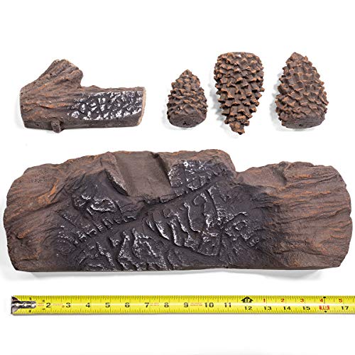 Barton 9Pc Ceramic Log Set Pine Wood Style w/Stackable Gas Heat