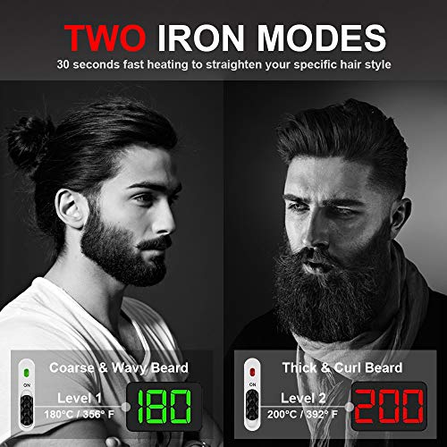 Beard Straightening Comb, Beard Straightener Brush for Men, Multifunctional Electric Ionic Hair Straightener Hot Quick Styling Comb for Beard, Curling Iron with Dual Voltage 110-240V Great for Travel