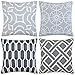 baibu Pack of 4 Grey Embroidered Throw Pillow Cover, 100% Cotton Decor Sofa Throw Pillow Case Square Cushion Cover for Couch Sofa 18x18 inch/4PCS