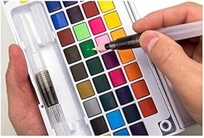 مجموعة ألوان مائية بلون موح د مكونة من 36 لون ا مع طقم فرش للرسم المائي لوازم فنية Amazon Ae