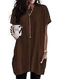 Poetsky Womens Long T-Shirts Loose Fit Short Sleeve