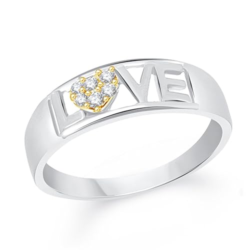 VK Jewels Love Gold and Rhodium Plated Alloy Ring for Men - FR2045G [VKFR2045G]