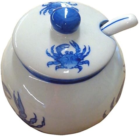 Blue Crab Covered Sugar Bowl with Spoon