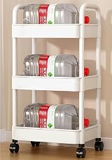 Multibao 3 Tier Storage Trolley Cart on Wheels White 39W x 73H cm view 7