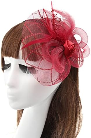 Gerilea Cocktail Fascinator with Flowers Party Pink Feather Headpiece for Bride