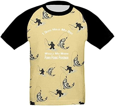 I Hold My Rod Wiggle My Worm Funny Fishing Fisherman Cartoon Boys' Printing Short Sleeve Baseball Tee Summer Baseball T-Shirts
