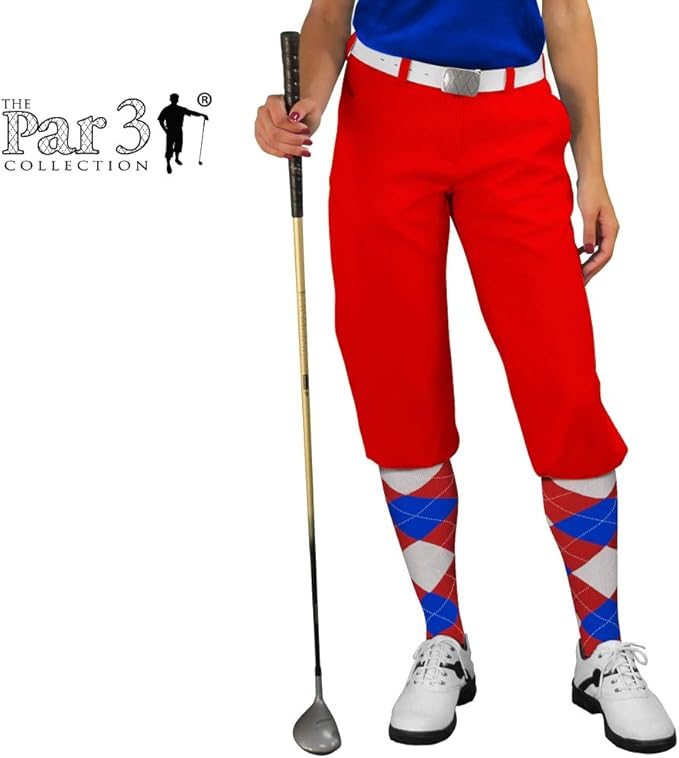 Golf Knickers Red Womens 'Par 3' Microfiber Golf Apparel Clothing