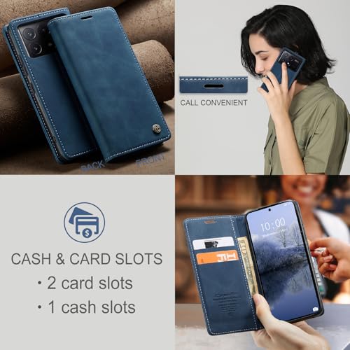 Monweicz Case for Xiaomi Poco X6 Pro 5G, [Magnetic Case], [Wallet Case], with Card Holder Stand Protective Flip Wallet Anti-Shock Case for Xiaomi Poco X6 Pro 5G-Blue