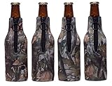 Smart Tart Authentic Hunting Camo Neoprene Beer Bottle Coolers with Zippers - Set of 4