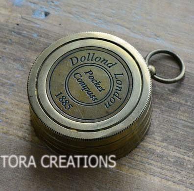 Tora Creations 2 INCH BRASS VINTAGE POCKET SUNDIAL COMPASS