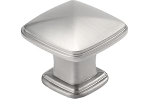 homdiy 5 Pack Kitchen Cabinet Knobs Brushed Nickel Drawer Knobs Silver Solid Square Cabinet Hardware for Dresser Bathroom Satin Nickel Door Handles for Kitchen Cupboard,Zinc Alloy