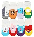 Womens Kpop BTS Animal Cartoon Ankle Socks 8 Pack