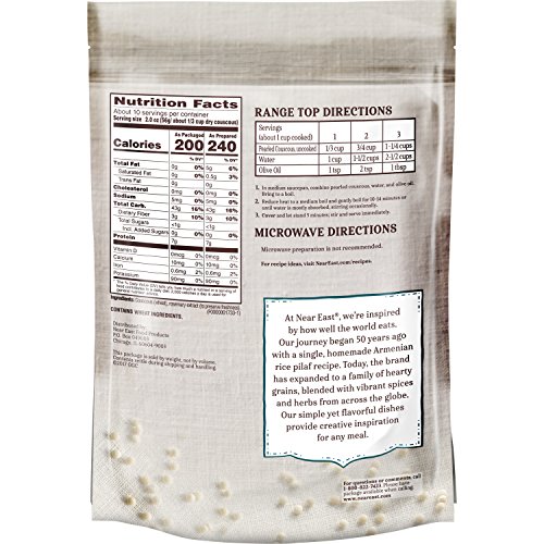 Near East Pearled Couscous, Original, Non-GMO Project Verified, 20 Ounce Resealable Bags, 2 Bags