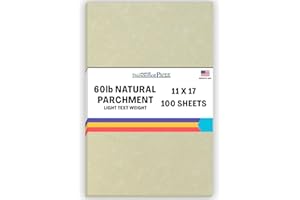 THUNDERBOLT PAPER 100 Natural Parchment 60# Text (=24# Bond) Paper Sheets - 11" X 17" (11X17 Inches) Tabloid|Ledger|Booklet Size - 60 Pound is Not Card Weight - Vintage Colored Old Parchment Semblance