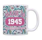 75th Birthday Gifts for Women Made 1945 75th Birthday Party Supplies 75th Birthday Gag Gift Coffee Mug Tea Cup Paisley