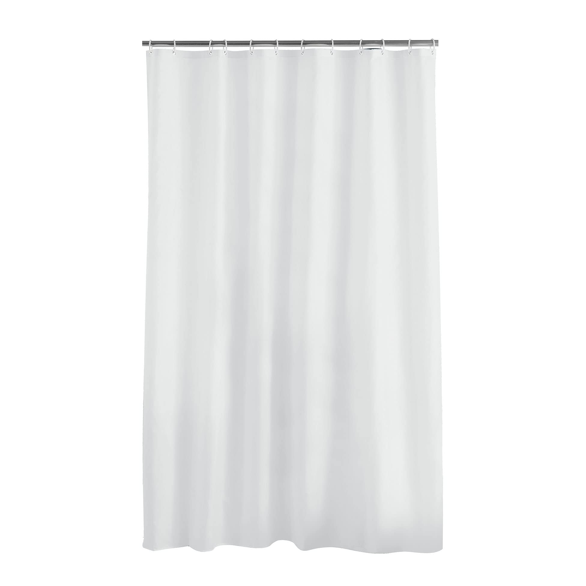 Douceur d'Intérieur Essencia Shower Curtain with Hooks, Polyester, polyester, white, 180 x 200 cm