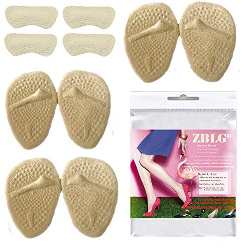 Heel Cushion Inserts (5 Pairs: 10 Pieces) - Ball of Foot Cushions -Shoe Inserts -heel pads- Metatarsal Pads for Women- High Heel Inserts for Women -shoes too big - for Pain Relief from Neuroma, Bunion