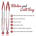 Valiry Silicone Heavy Duty Stainless Steel Tong Set - BBQ Salad Bread Serving Tongs Kitchen Cooking Tool