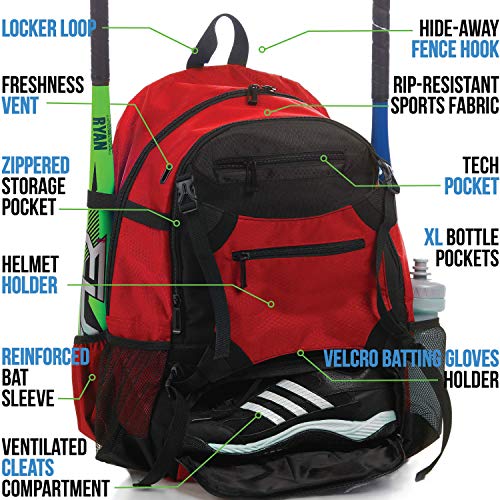 image for Athletico Advantage Baseball Bag - Baseball Backpack with External Hel