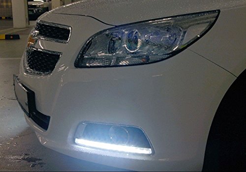 iJDMTOY Switchback LED Daytime Running Light Kit Compatible With 2013-2015 Chevrolet Malibu, White/Amber DRL Bezel Assy w/Module Box, Powered by 22 Pieces LED Lights
