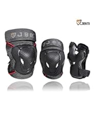 Sports: JBM Adult BMX Bike Knee Pads and Elbow Pads with Wrist Guards Protective Gear Set for Biking, Riding, Cycling and Multi Sports： Scooter, Skateboard, Bicycle, Rollerblades (Black, Adult) - JBM