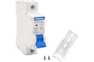 smseace Miniature Circuit Breaker Low Voltage AC 32A 230/400V,1 Pole AC Disconnect Switch C32 DIN Rail Mount Used to Protect Circuit Equipment