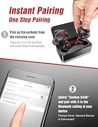 True Wireless Earbuds Bluetooth 5.0 Headphones [2019 Upgraded Version] Sports in-Ear TWS Stereo Mini Headset Deep Bass IPX5 Waterproof Low Latency Instant Pairing 15H Battery Charging Case Earphones