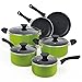 Cook N Home 10-Piece Nonstick Stay Cool Handle Cookware Set, Green