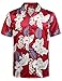 HOTOUCH Men's Loose Fit Hawaiian Short Sleeve Shirt (Red XL)