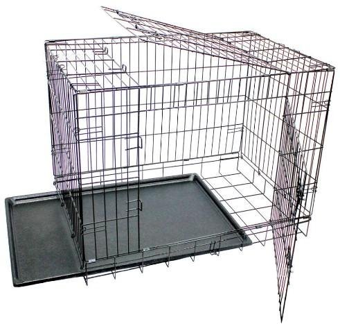 Jaula para perros de metal  puertas de transportín plegable negra xx cm