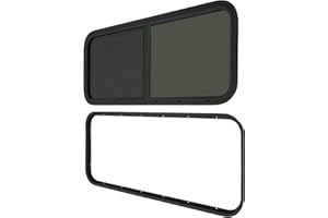 CNCEST 42"x22" Vertical Sliding Black RV Window - Universal Fit for Sheet Metal 2-6mm/0.08-0.24inch - Aluminum Alloy, Tempere