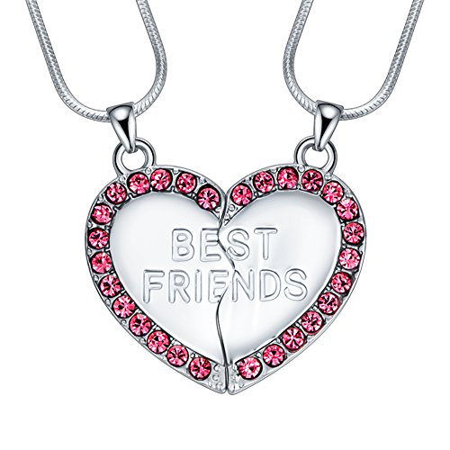 Eloi best friend necklaces pink heart 2 piece gifts for…