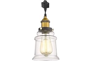Kiven H-Track Lighting Kitchen Pendant Light - Clear Glass Shade Industrial Hanging Lamp, One Light