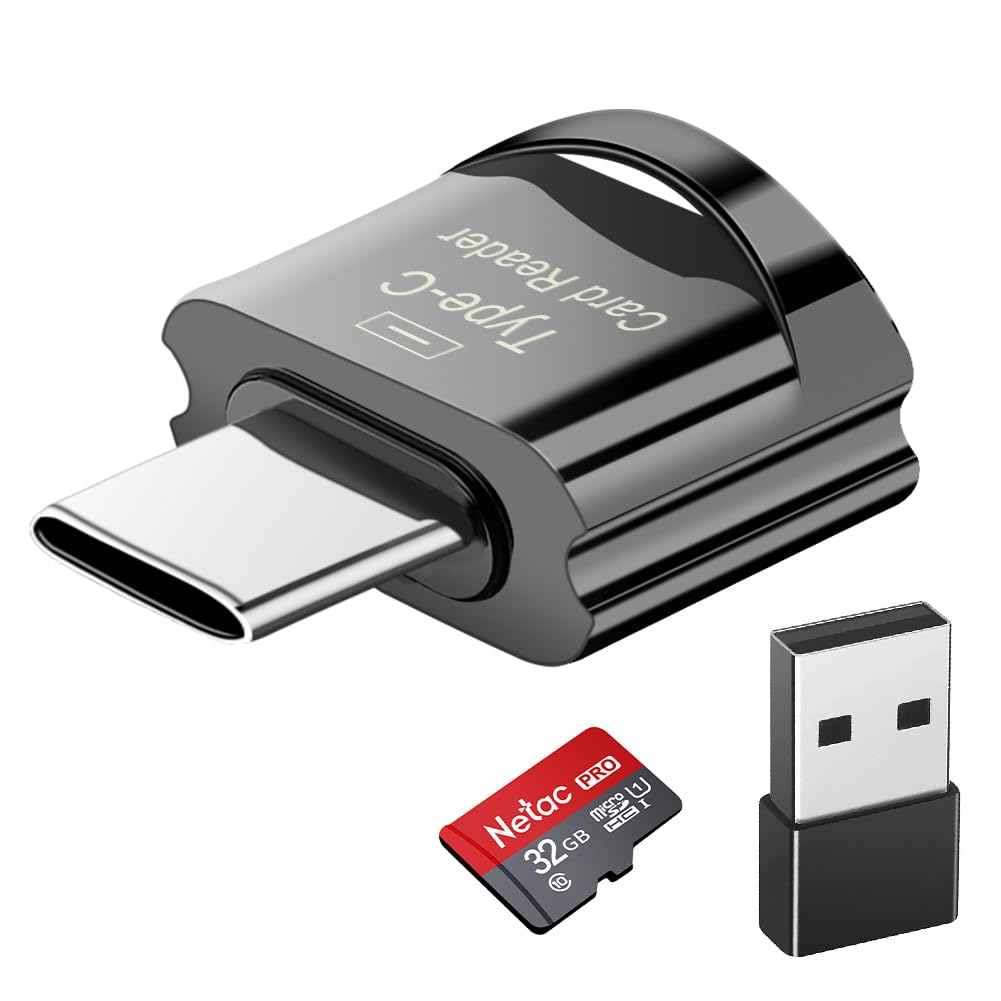 Micro SD Card Reader, USB C TF Card Reader with USB C to USB Adapter - Compatible with MacBook, Laptops, Android Phones