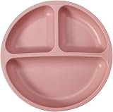 PandaEar Silicone Baby Plates 3 Pack Suction Divided Weaning Set Pink Linen view 6