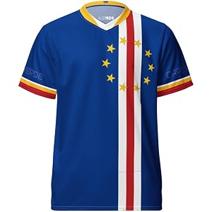 PopFelix Cape Verde National Flag Vozinha #1 Designer Unisex Sports Soccer Jersey