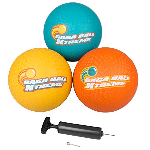 SCS Direct Gaga Playground Balls 3pk (8.5 inches) w Air Pump Durable Rubber Pack for Dodgeball