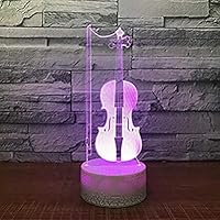 asqwq Night Light Violin 3D Illusion Led 7 Colors Change USB Touch Switch Baby Sleep Night Light Home Decoration Creative