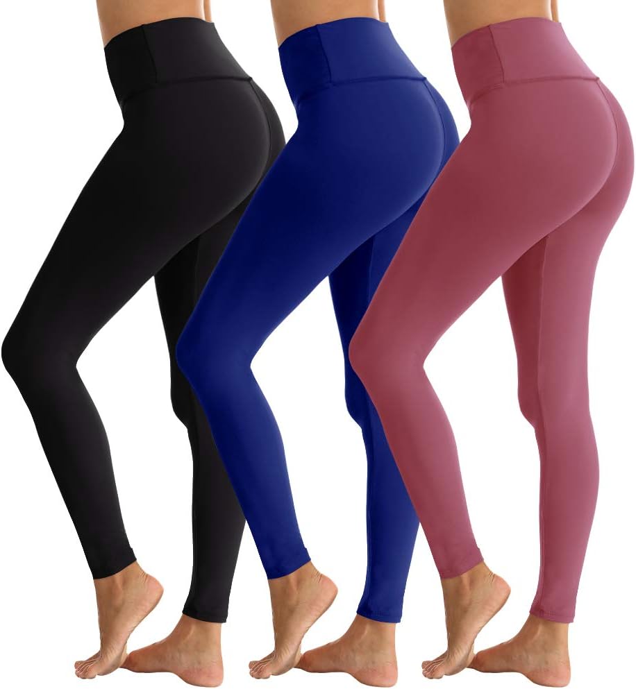 ZOOSIXX High Waisted Leggings for Women-1/3 Pack Tummy Control Soft Slim Pants for Runing Yoga Workout
