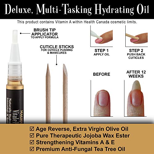 Cuticle Oil Pen & Nail Strengthener - Nail Oil & Nail Guardian Serum - Cuticle Softener Oil Pens with Vitamins A & E - Natural Nails Treatment - 2 Box Includes 4 Pens - Magique VitalePen .28oz