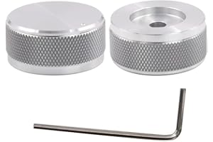 GENERIC ROZILO 2Pcs Aluminum Potentiometer Control Knob Volume Audio for 6mm Diameter Shaft 35mm Dia. x 16mm Height Chrome