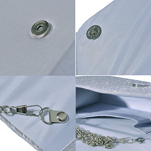 Outrip Women's Evening Bag Clutch Purse Glitter Party Wedding Handbag with Chain (B Silver) - Thumbnail 6