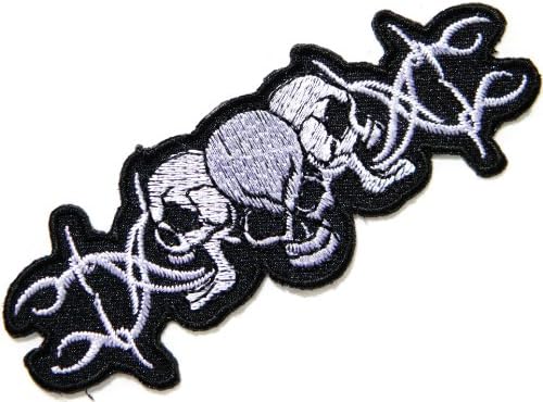 Three Ghost Skull Logo Biker Lady Rider Hippie Punk Rock Heavy Metal Tatoo Jacket T-shirt Patch Sew Iron on Embroidered Sign Badge