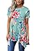 HOTAPEI Women Casual Floral Print Short Sleeve Tunic Shirts Blouse Tops Blue Large
