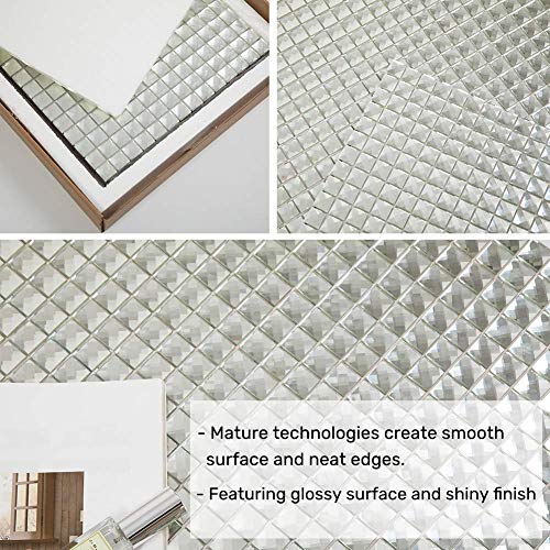 Soulscrafts Beveled Crystal Mirror Glass Mosaic Tiles Silver 12x12 Inch