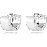 STAYLOVE Small Huggie Earrings for Women 14K Gold Plated Chunky Hoops 925 Sterling Silver Post Mini Cartilage Wide Thick Hoop Earrings