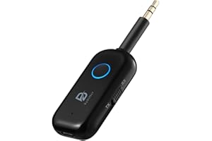 ByDiffer Bluetooth 5.2 Audio Transmitter Receiver for TV to 2 Wireless Headphones, Dual Link 3.5mm Jack AptX Low Latency Aux Bluetooth Adapter for Car, Airplane, Home Stereo (Black)
