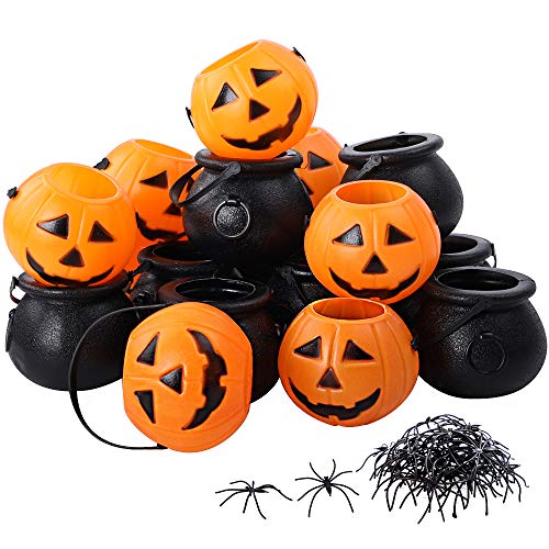 SHAN RUI 24Pack Mini Halloween Trick or Treat Buckets Candy Buckets with Handle for Halloween Party Favors